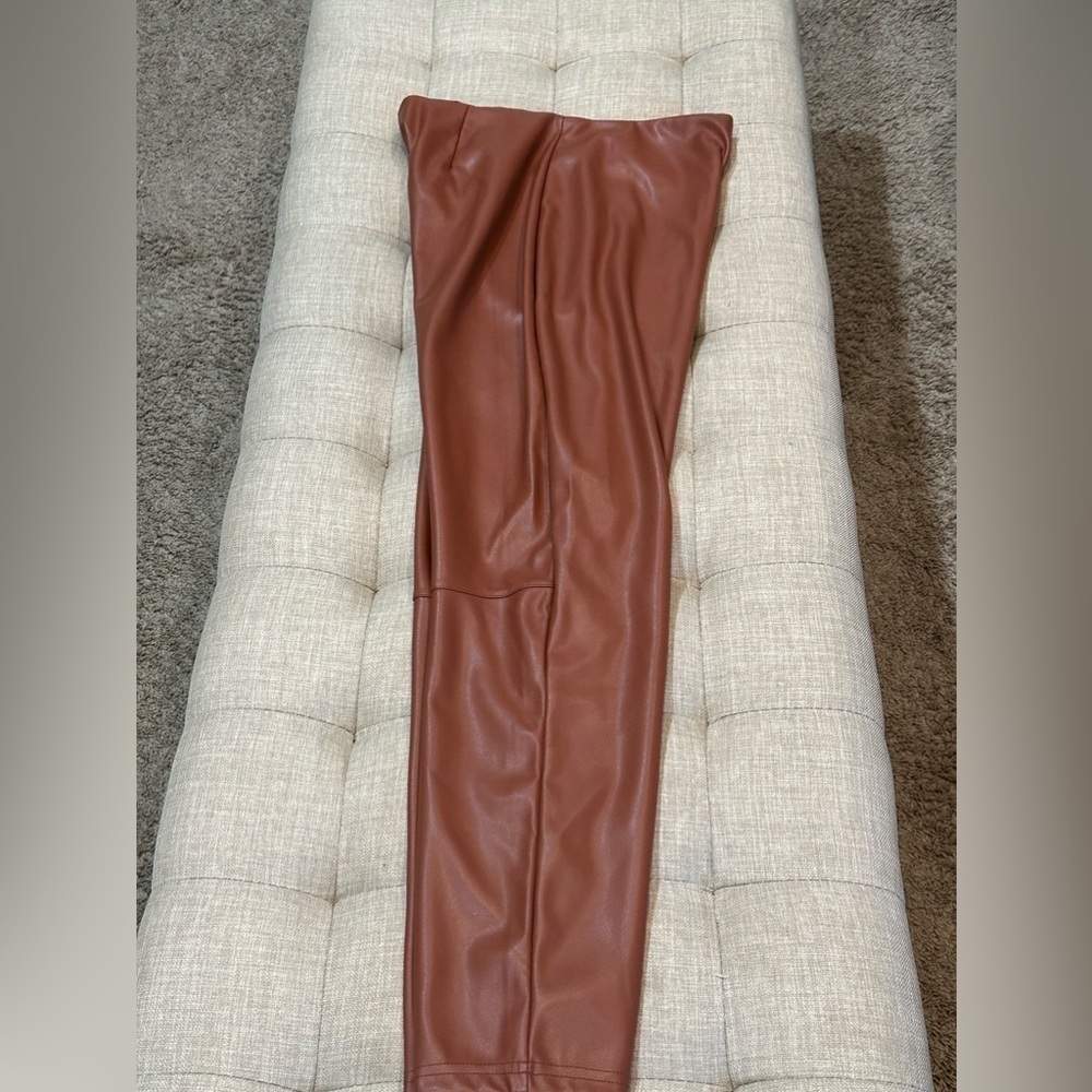 Vegan Leather High-Waisted Legging by Fabletics in Camel - Size L - NWOT - Picture 6 of 11